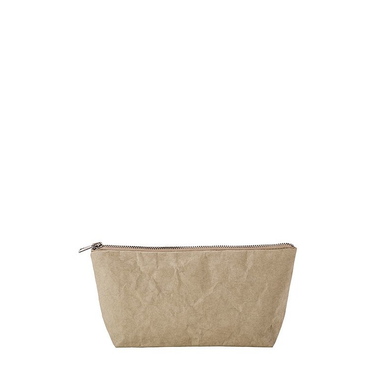 Pochette en fibre de cellulose avec zip couleur lin 8 x 34 h16 cm