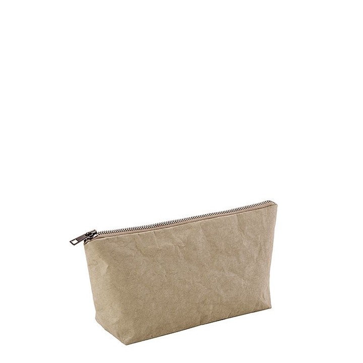 Pochette en fibre de cellulose avec zip couleur lin 8 x 34 h16 cm