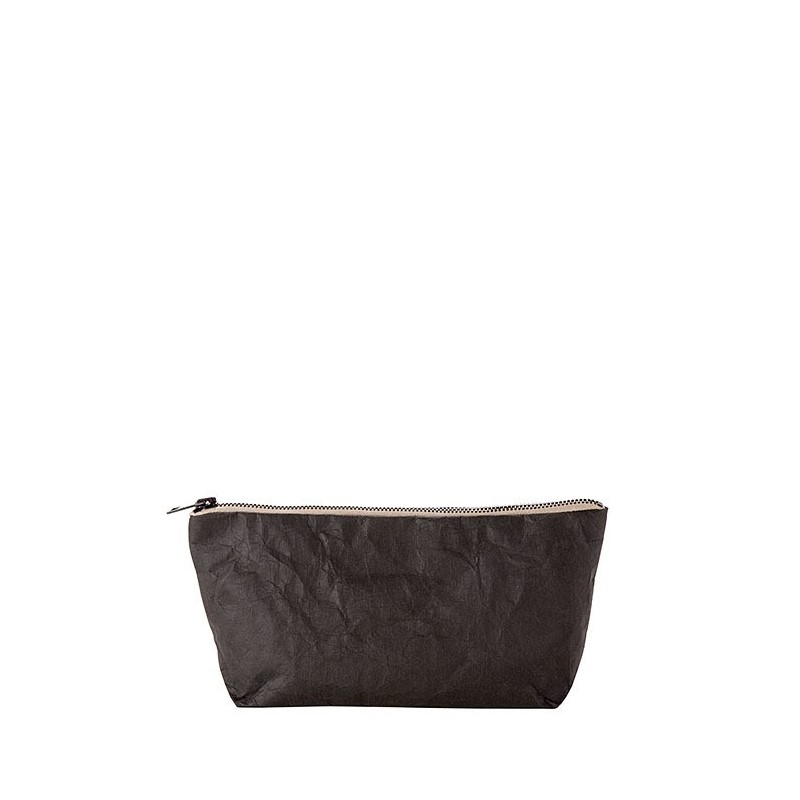 Pochette noire en fibre de cellulose avec zip 8 x 34 h16 cm