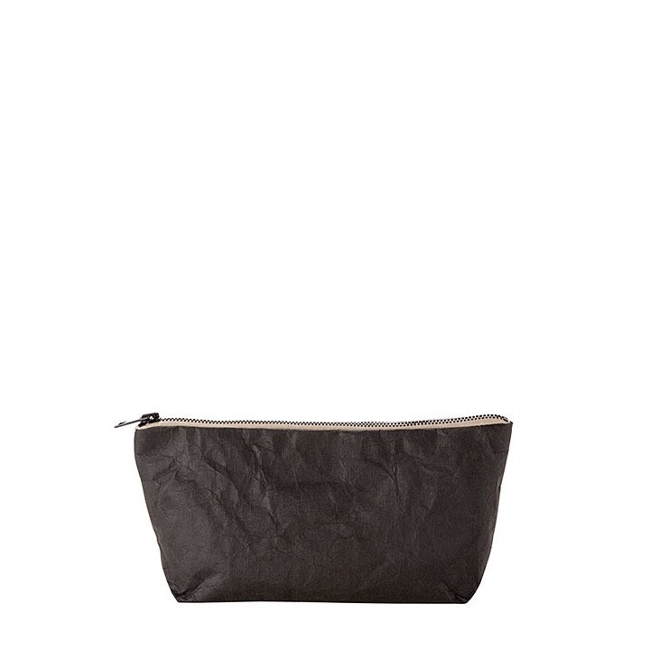 Black purse with zip cellulose fiber 8 x 34 h16 cm