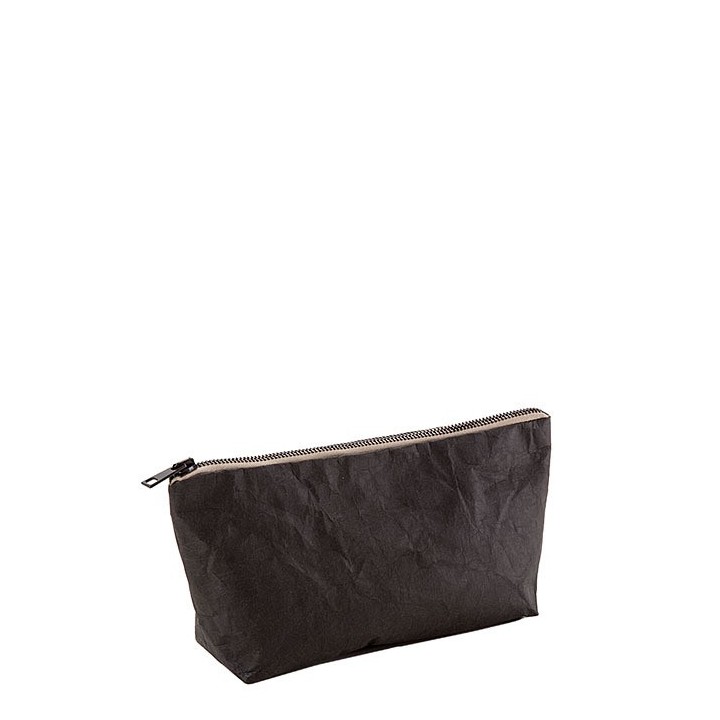 Pochette noire en fibre de cellulose avec zip 8 x 34 h16 cm