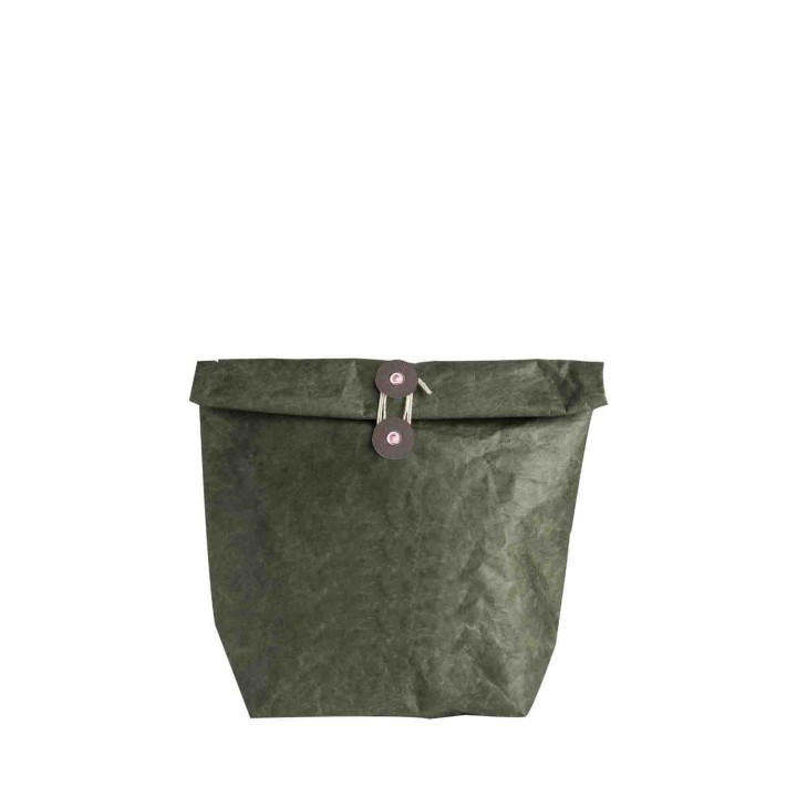 Green thermic bag with button 11x22 h40 cm