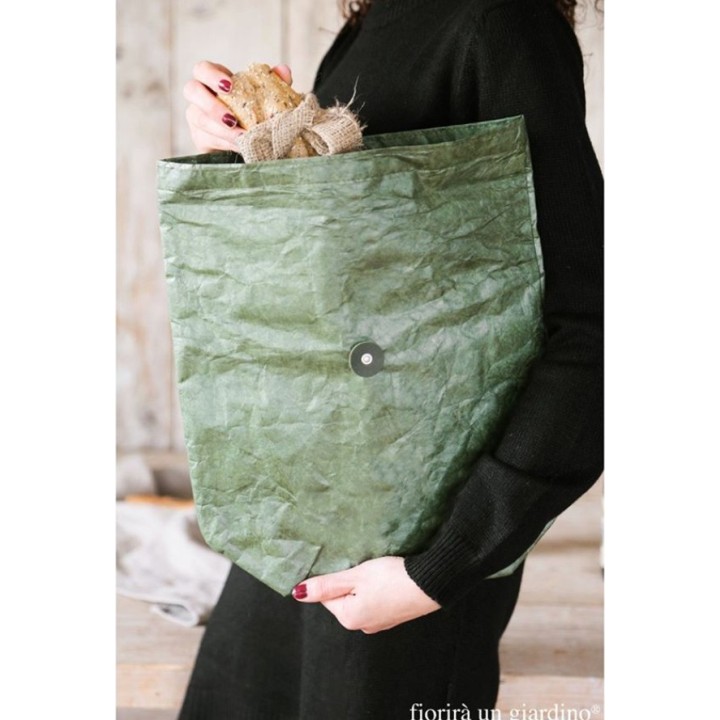 Sac thermique vert avec bouton 11x22 h40 cm