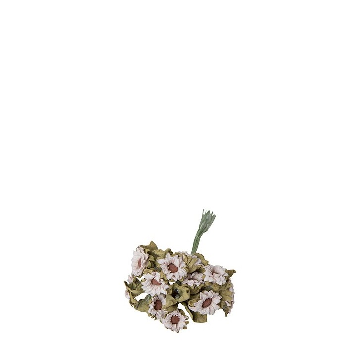 Bouquet de 12 marguerites roses fait a la main h15 cm