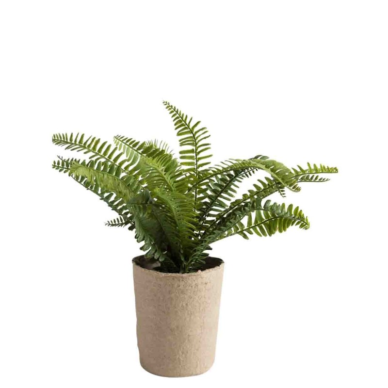Pianta artificiale di felce in vaso foglie lunghe h35 cm