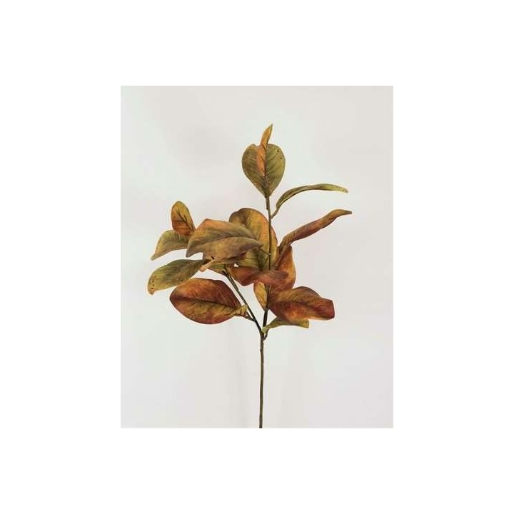 Green/red magnolia artificial branch h90 cm