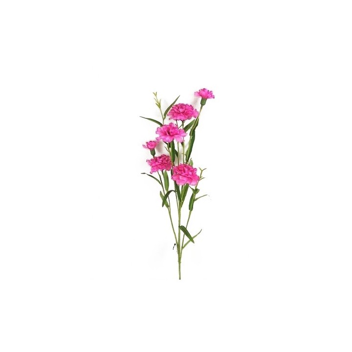 Branche d'Œillets 6 fleurs fuchsia h75 cm