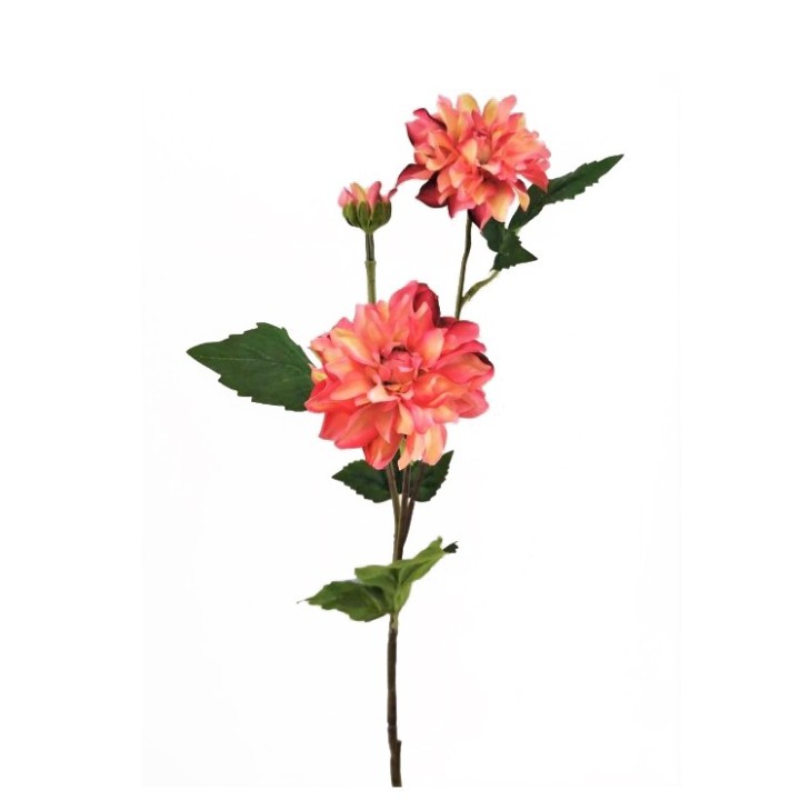Branche de dahlia rose 3 fleurs h64 cm
