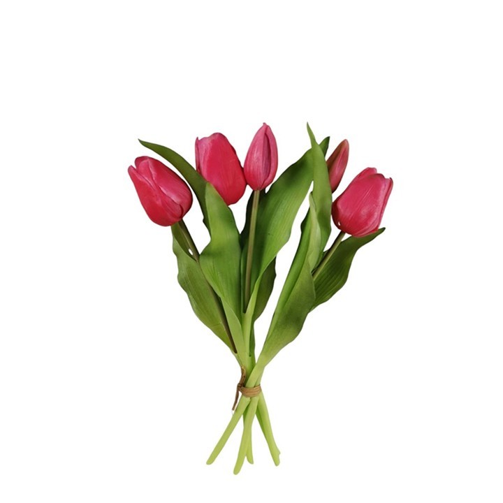 Bouquet de tulipes roses foncÉes h32 cm