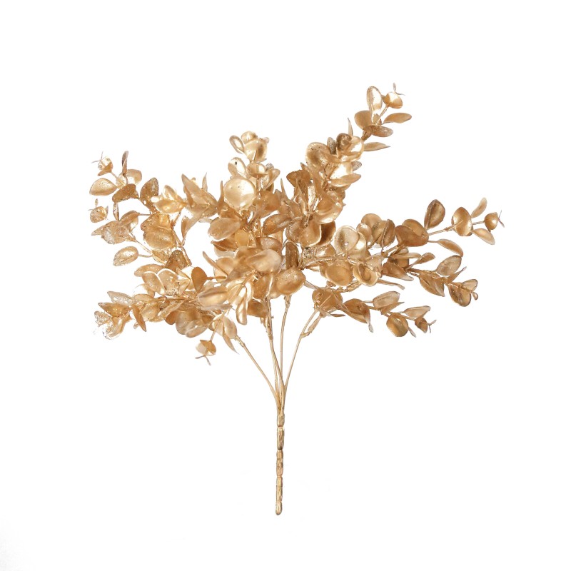 Mazzo artificiale eucalipto dorato luccicante h30 cm