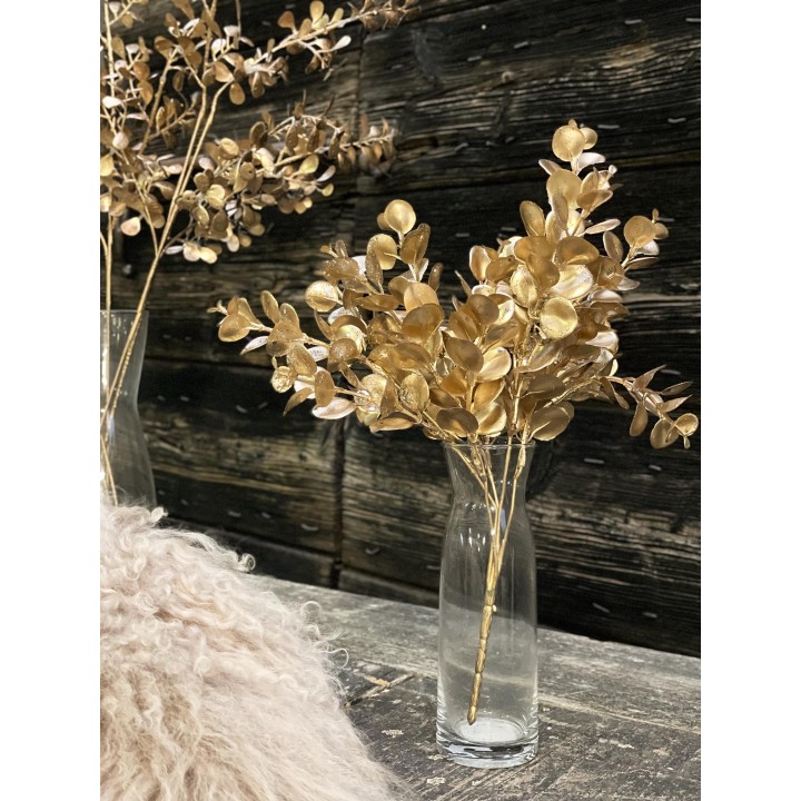 Bouquet d'eucalyptus artificiel paillete dore h30 cm