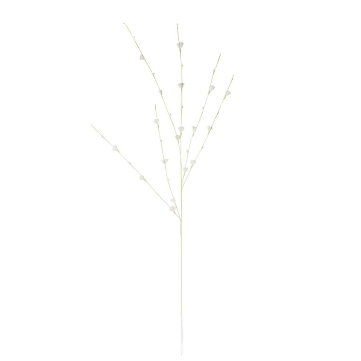 Branche fait a la main en papier vert avec boutons blanches h80 cm