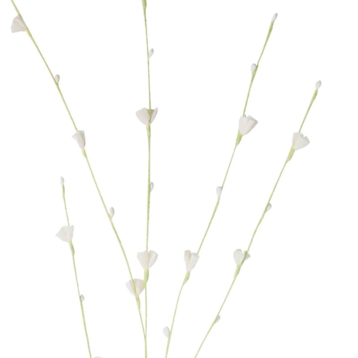 Branche fait a la main en papier vert avec boutons blanches h80 cm