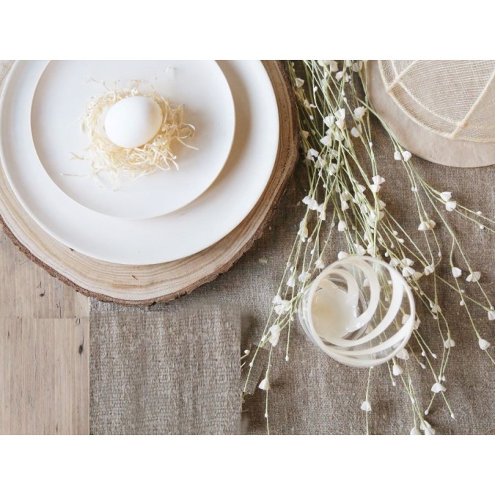 Branche fait a la main en papier vert avec boutons blanches h80 cm