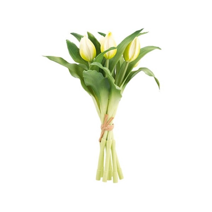 Artificial bouquet of 7 white tulips h28 cm