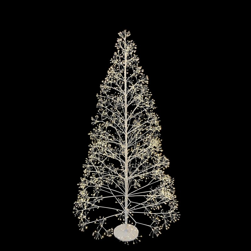 Sapin blanc avec branches lumineuses 3000 led usage interieur et exterieur h210 cm