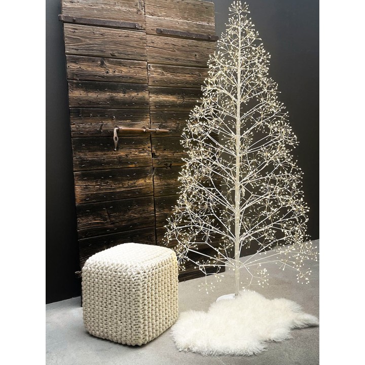 Sapin blanc avec branches lumineuses 3000 led usage interieur et exterieur h210 cm