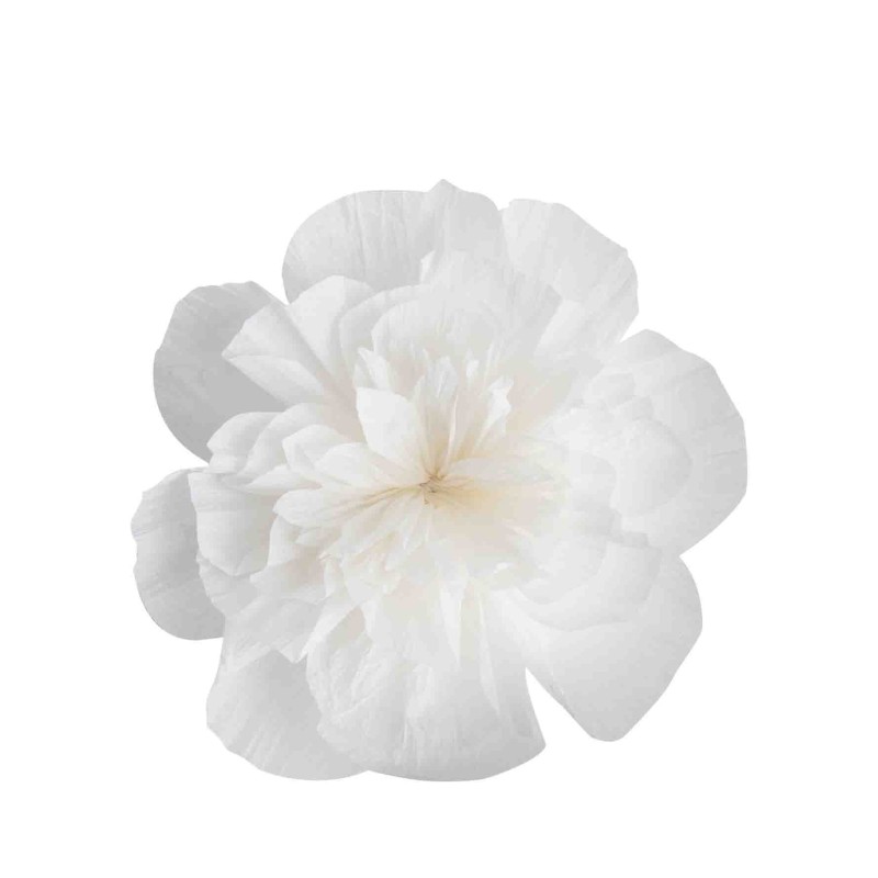 Fiore di carta bianca riciclata handmade d18 cm