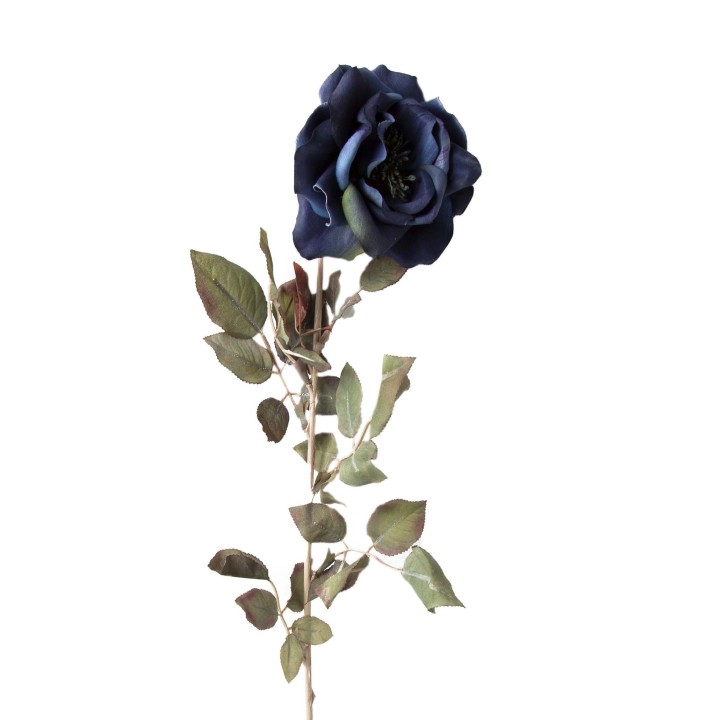 Blue rose branch h72 cm