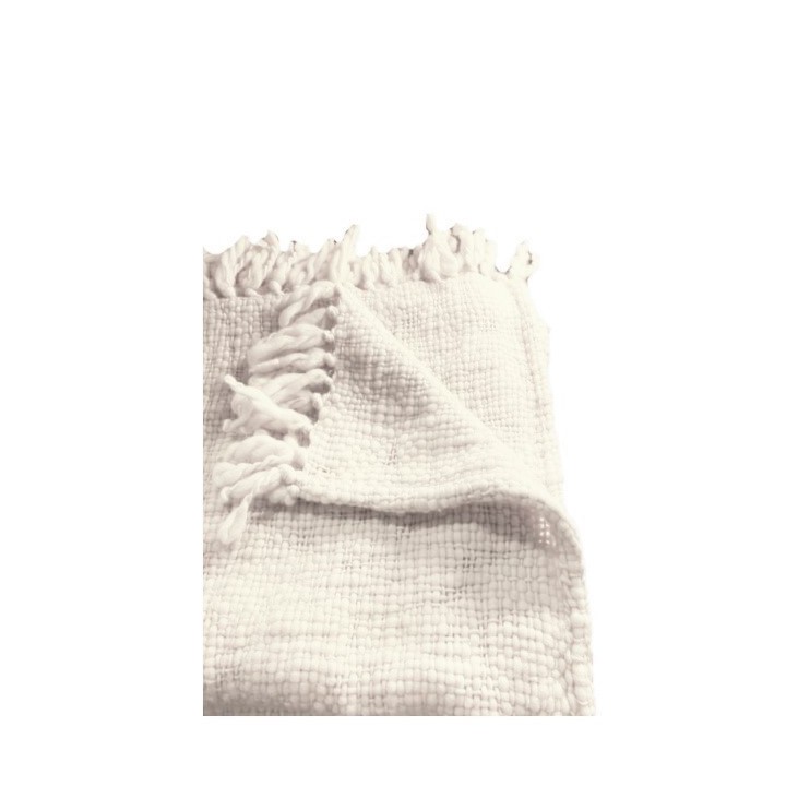 White mohair wool fringed blanket 130x170 cm