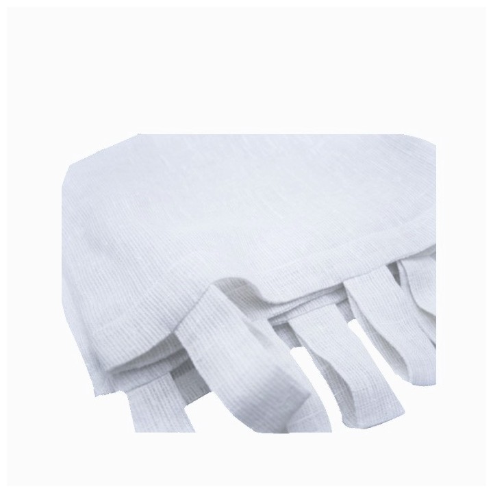 Pale blue 100%linen net curtain with loops 145x250 cm