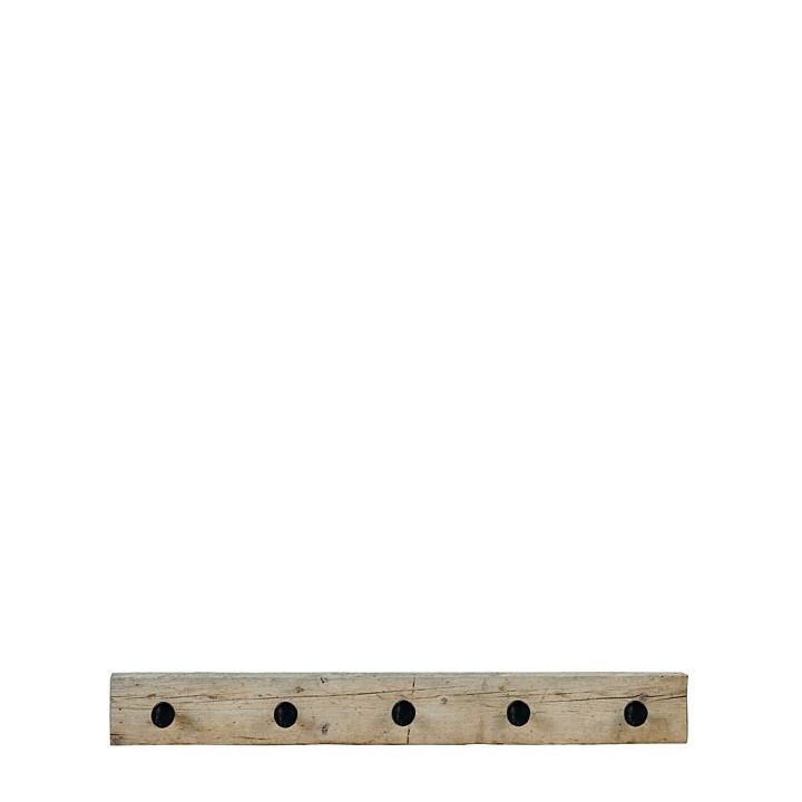 Portemanteau en bois brut avec 5 grandes vis 100 x 12 cm