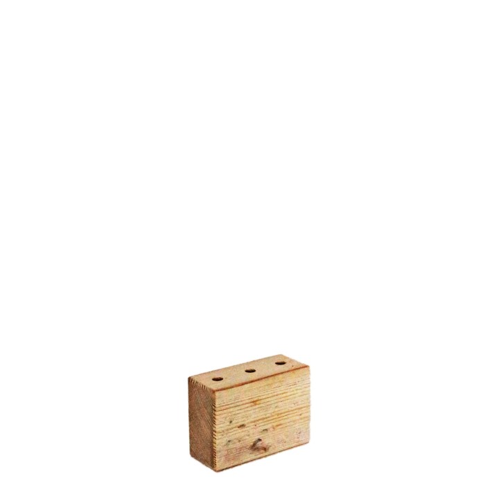 Blocchetto legno con 3 fori porta rami chiaro 3.5 x 8.5 h6 cm