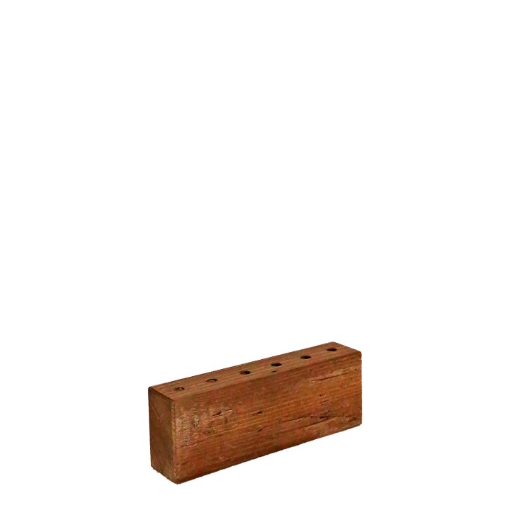 Blocchetto legno con 6 fori porta rami scuro 3.5 x 17 h6 cm