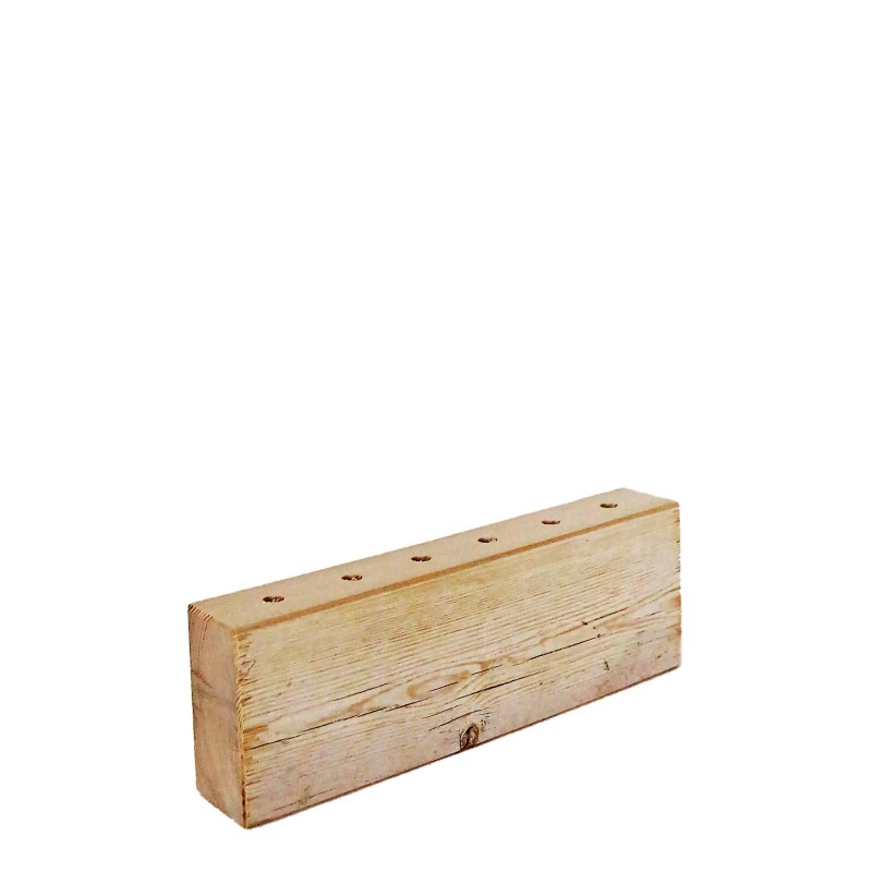 Wooden block with 6 holes for branches 3.5 x 23 h7.5 cm