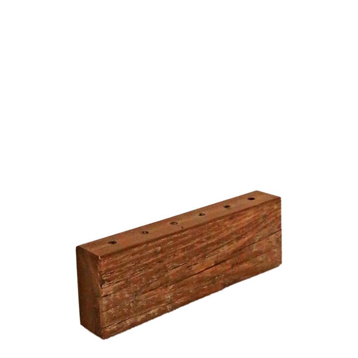 Blocchetto legno con 6 fori porta rami scuro 3.5 x 23 h7.5 cm