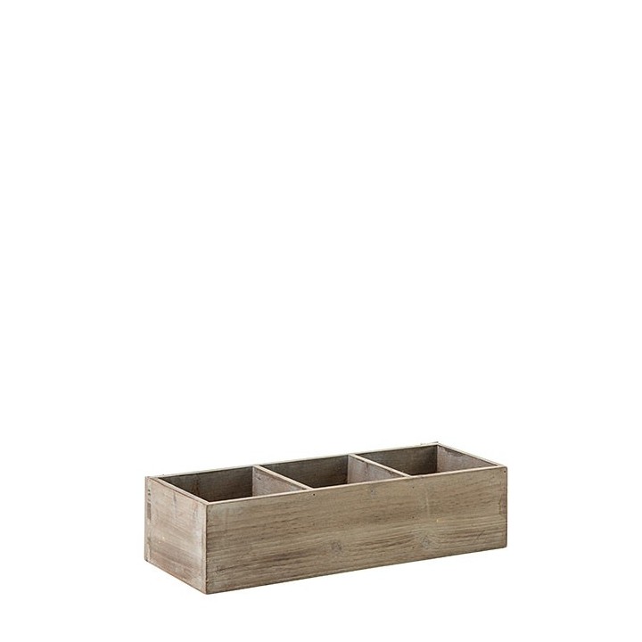 Cassetta in legno con 3 scomparti 36 x 12 h8.3 cm