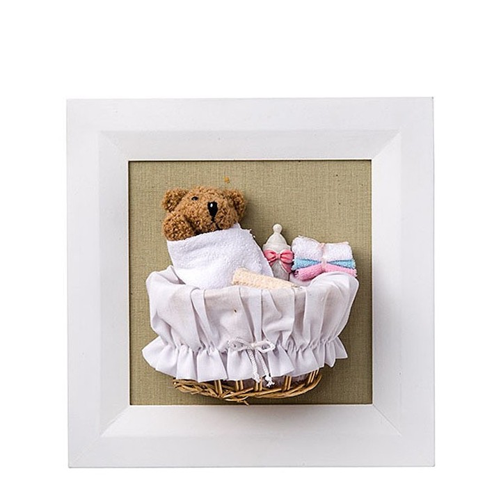 Cadre nounours dans un berceau h27 cm