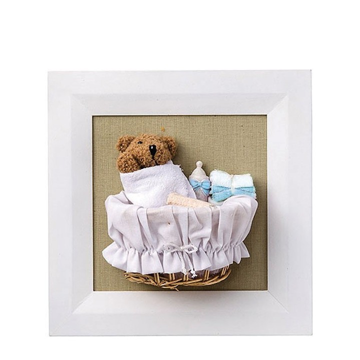Cadre nounours dans un berceau h27 cm
