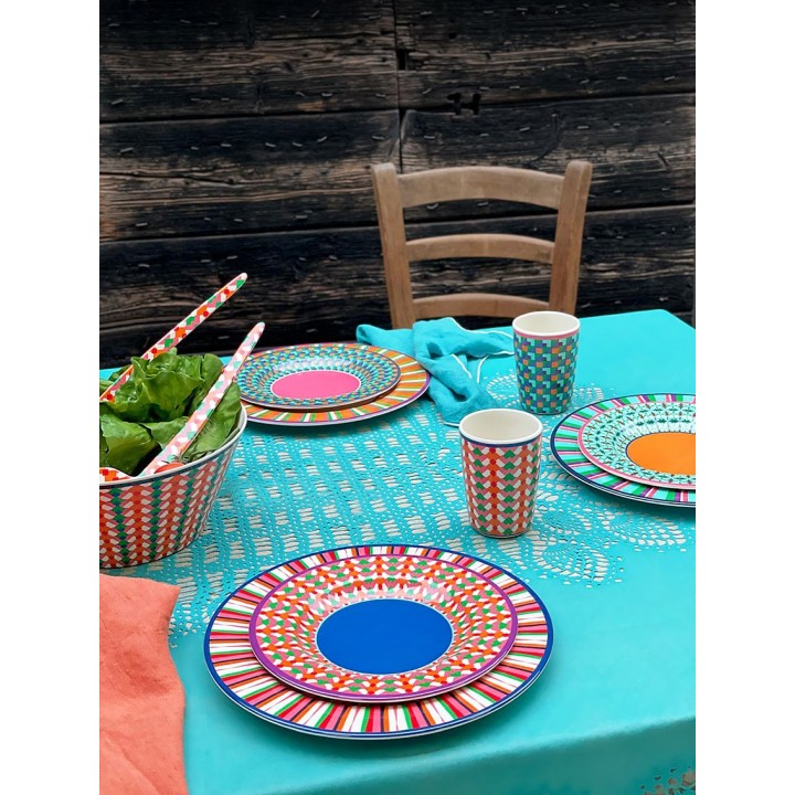 S/4 piatti piani pop stripes melamina colori assortiti