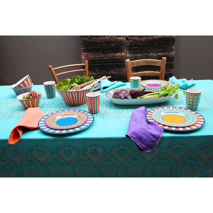 S/4 piatti piani pop stripes melamina colori assortiti