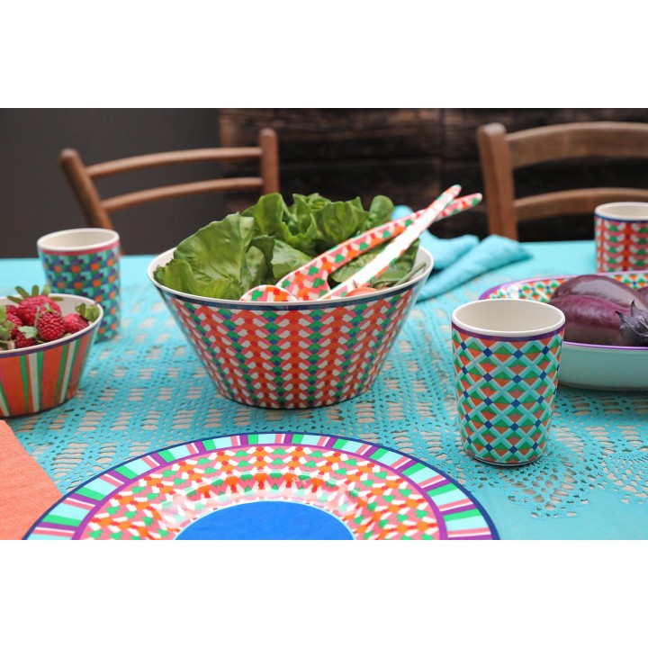 Colorful pop stripes melamine bowl