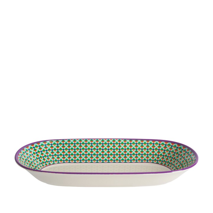 Pop stripes colorful melamine oval plate