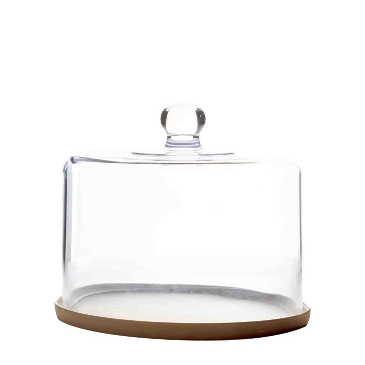 Assiette en melamine marron et cloche en policarbonate d28 cm