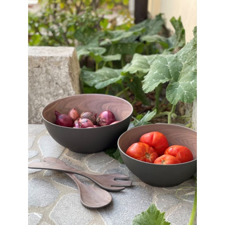 Bol marron en melamine et fibre de bambou d23 h9 cm