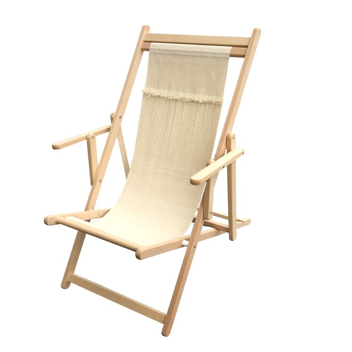 Chaise longue tissu travaille couleur ecru