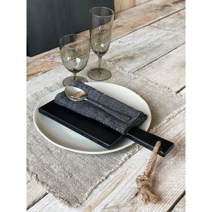 Tagliere legno nero corda naturale (mis.1) 14 x 21 cm