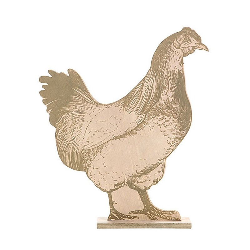 Wooden printed chicken h46 cm