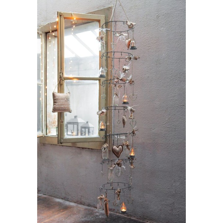 Appendino 7 cerchi in metallo con ganci colore grg h140 cm