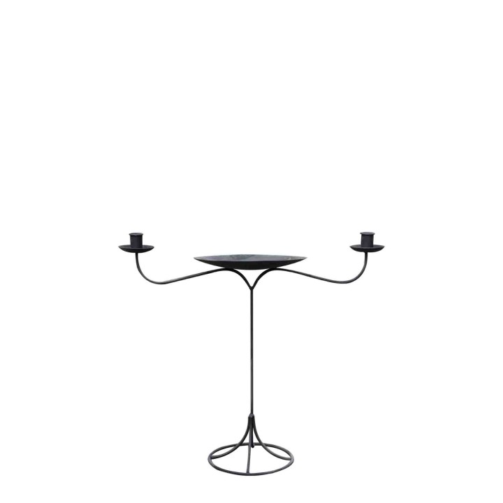 Chandelier en fer noir (2 bougies) h42 cm
