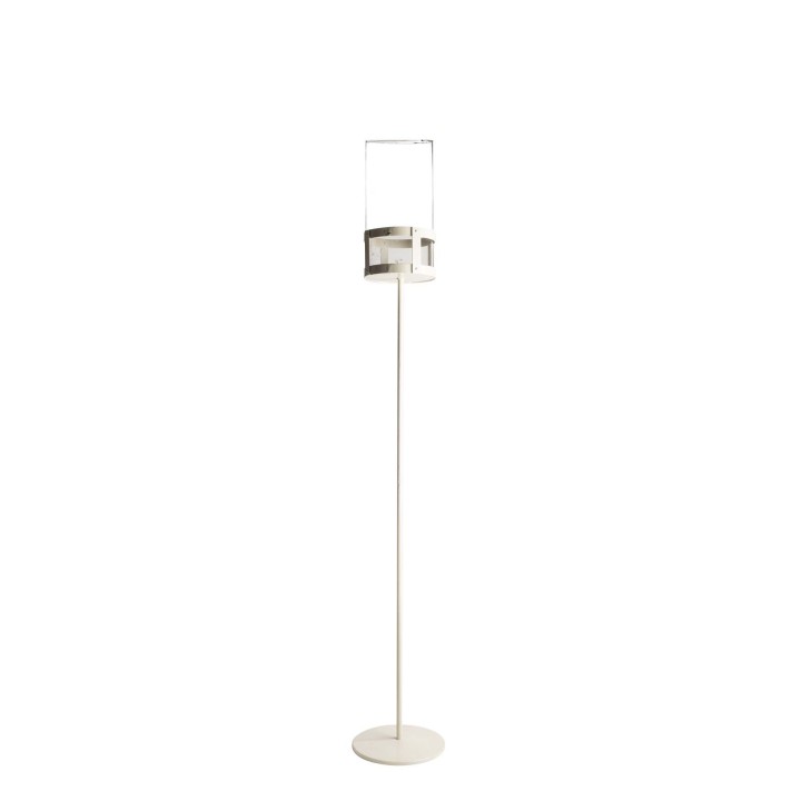 White iron candle-holder + borosilicate glass cylinder h130cm