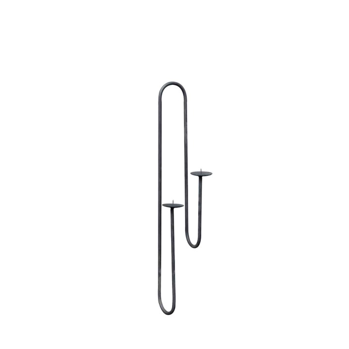 Candelabro ferro muro lineare sinuoso h60 cm