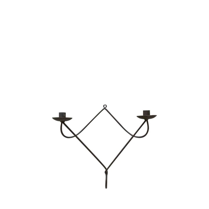 Candelabro attorcigliato 2 candele ferro nero 38 cm