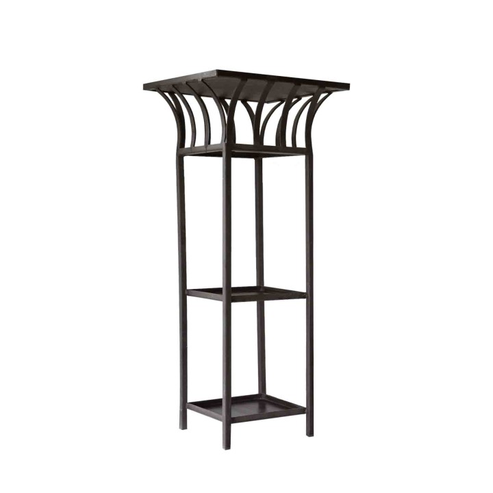 Fioriera colonna 3 piani ferro nera 45 x 45 h105 cm