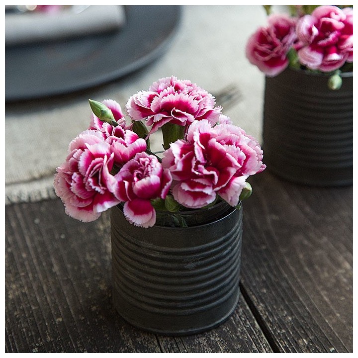 Barattolo nero righe orizzontali con vetro d7 h7 cm