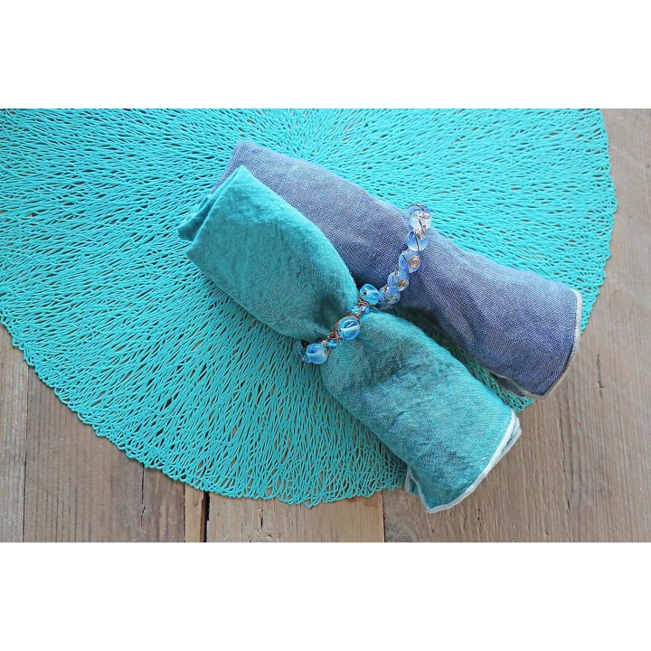 Portatovaglioli perle blu d5.5 cm
